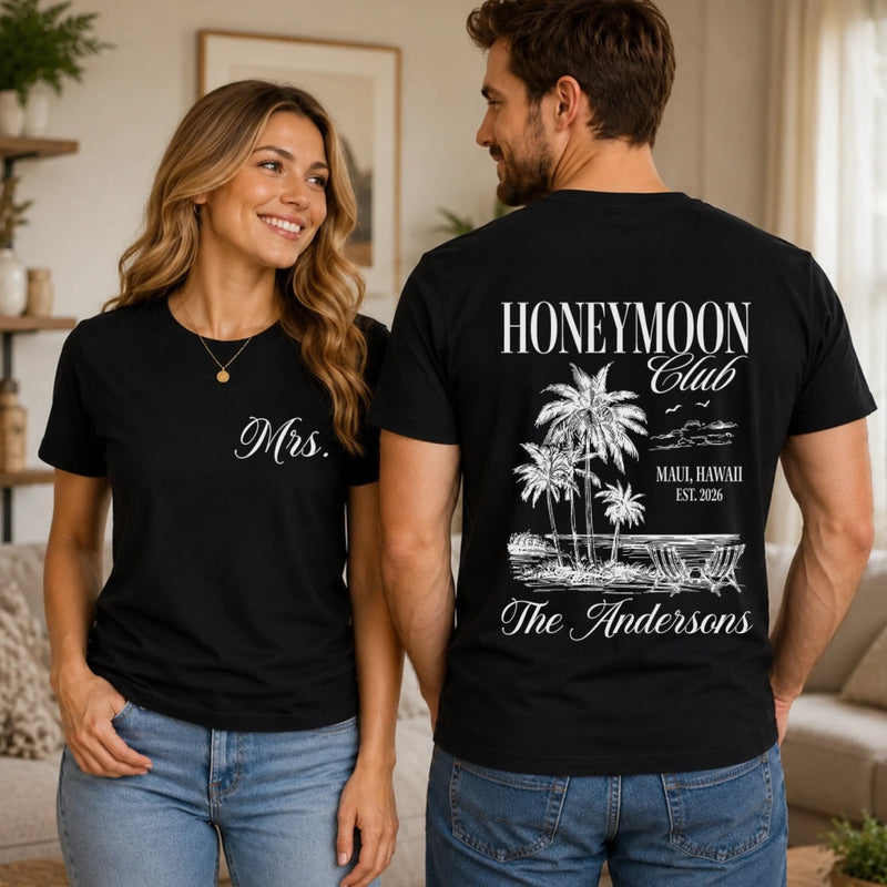 Personalized Couple T-shirt – Anniversary Gift For Couple, Newlyweds – Living Our Honeymoon Era