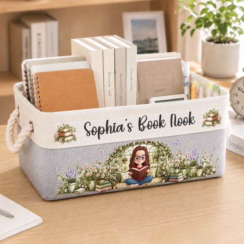 Personalized Storage Basket – Gift For Book Lovers – Where Stories Bloom