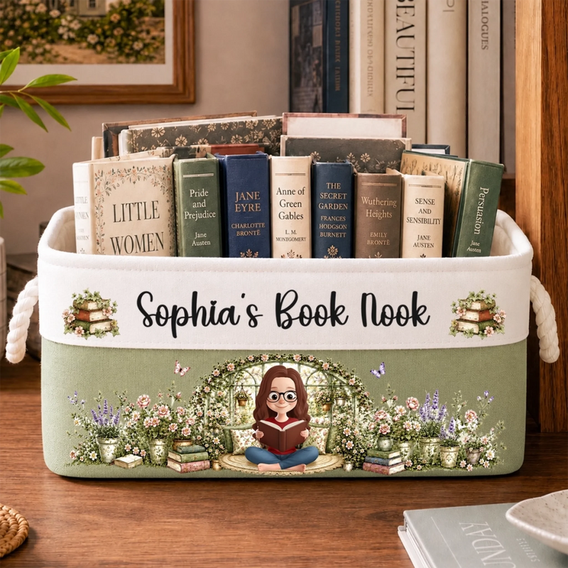 Personalized Storage Basket – Gift For Book Lovers – Where Stories Bloom