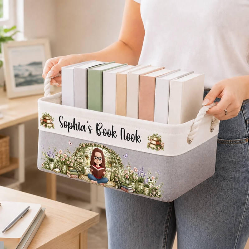 Personalized Storage Basket – Gift For Book Lovers – Where Stories Bloom