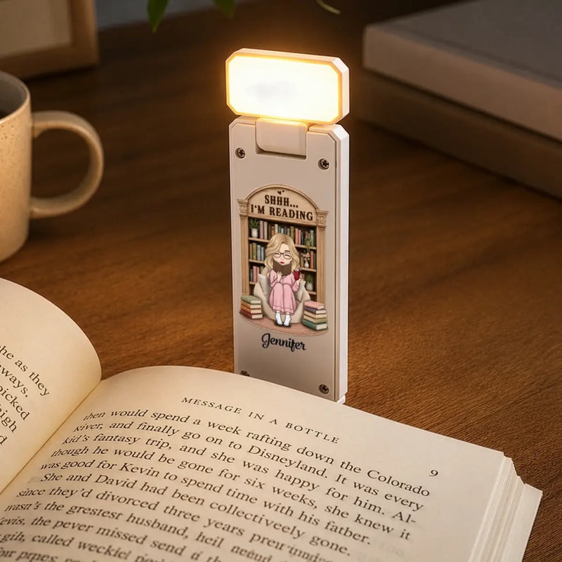 Personalized Clip LED Reading Lamp – Gift For Book Lovers – Shhh I'm Reading