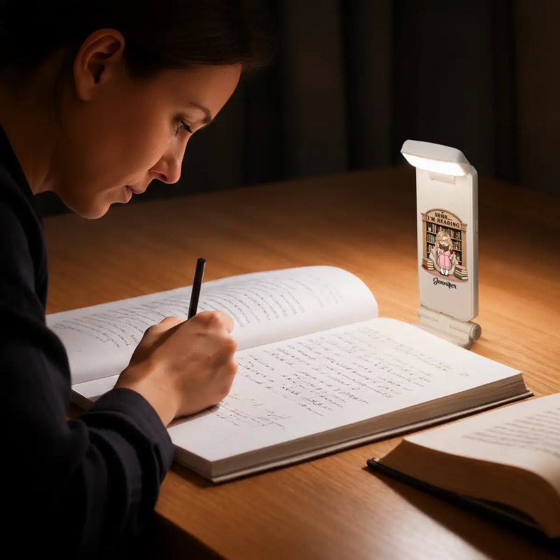 Personalized Clip LED Reading Lamp – Gift For Book Lovers – Shhh I'm Reading