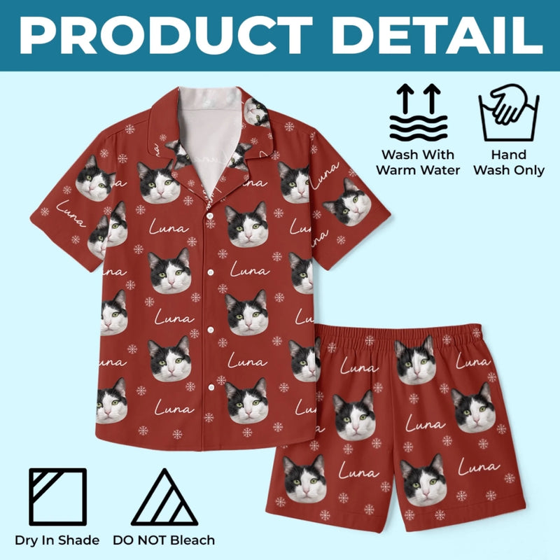 Personalized Photo Short Pajama Set - Gift For Pet Lovers - Sleeping With My Best Friend