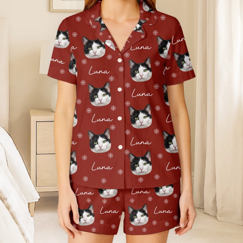 Personalized Photo Short Pajama Set - Gift For Pet Lovers - Sleeping With My Best Friend