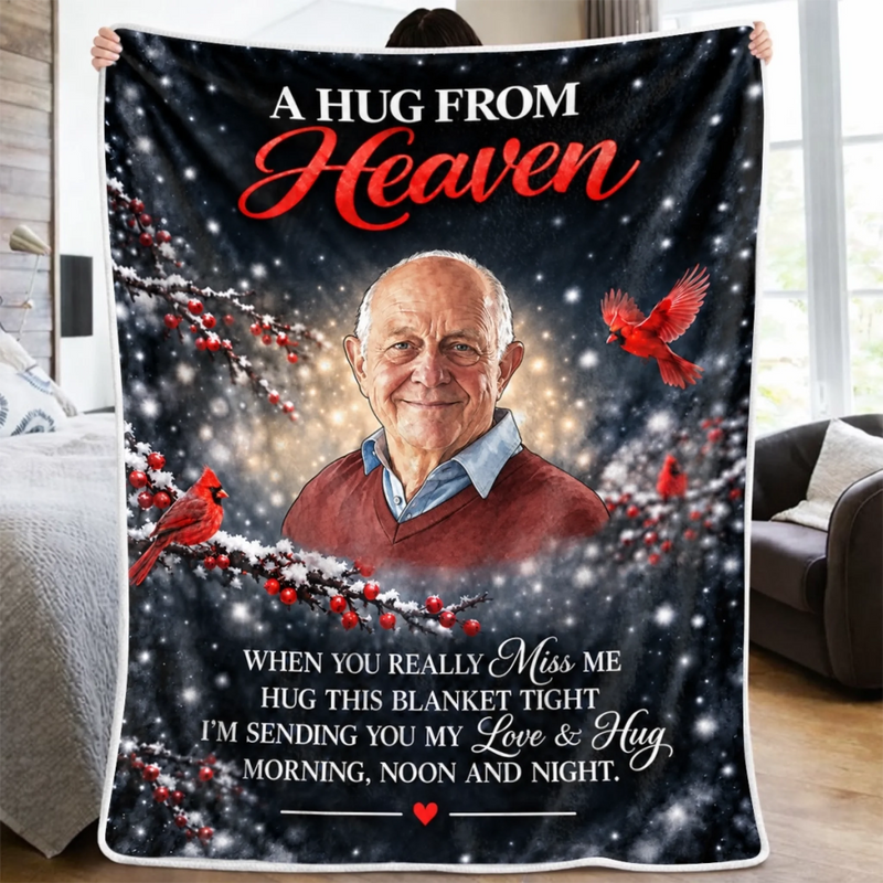 Personalized Photo Blanket – Sympathy Gift For Mom, Dad, Family – A Warm Hug From Afar