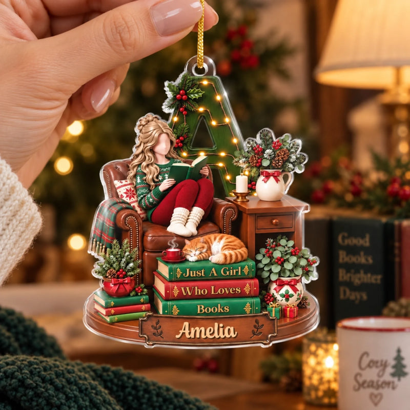 Personalized Acrylic Ornament - Christmas Gift For Book Lovers - Cozy Starts Here