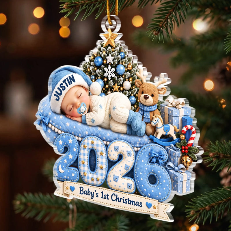 Personalized Baby's First Christmas Acrylic Ornament – Gift For New Parents, Baby – My First Merry Christmas