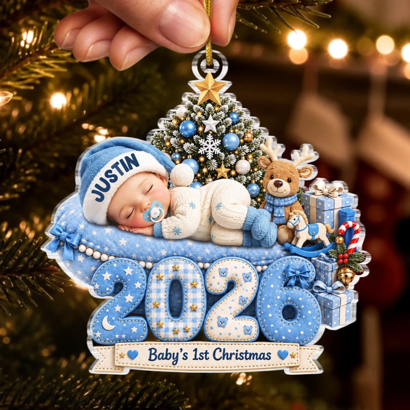 Personalized Baby's First Christmas Acrylic Ornament – Gift For New Parents, Baby – My First Merry Christmas