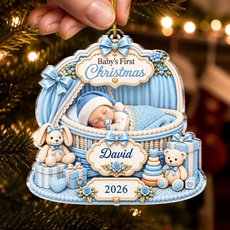 Personalized Baby's First Christmas Acrylic Ornament – Gift For New Parents, Baby – Smallest Christmas Member