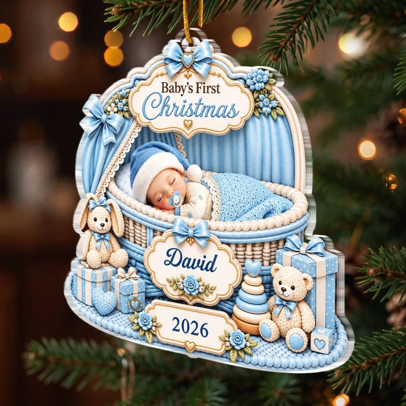 Personalized Baby's First Christmas Acrylic Ornament – Gift For New Parents, Baby – Smallest Christmas Member