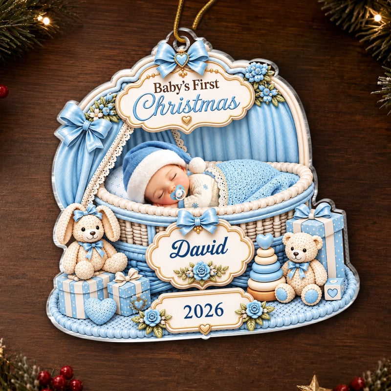 Personalized Baby's First Christmas Acrylic Ornament – Gift For New Parents, Baby – Smallest Christmas Member