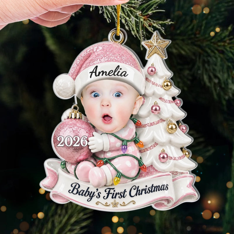 Personalized Baby's First Christmas Acrylic Ornament – Gift For New Parents, Baby – Little Hands Big Love