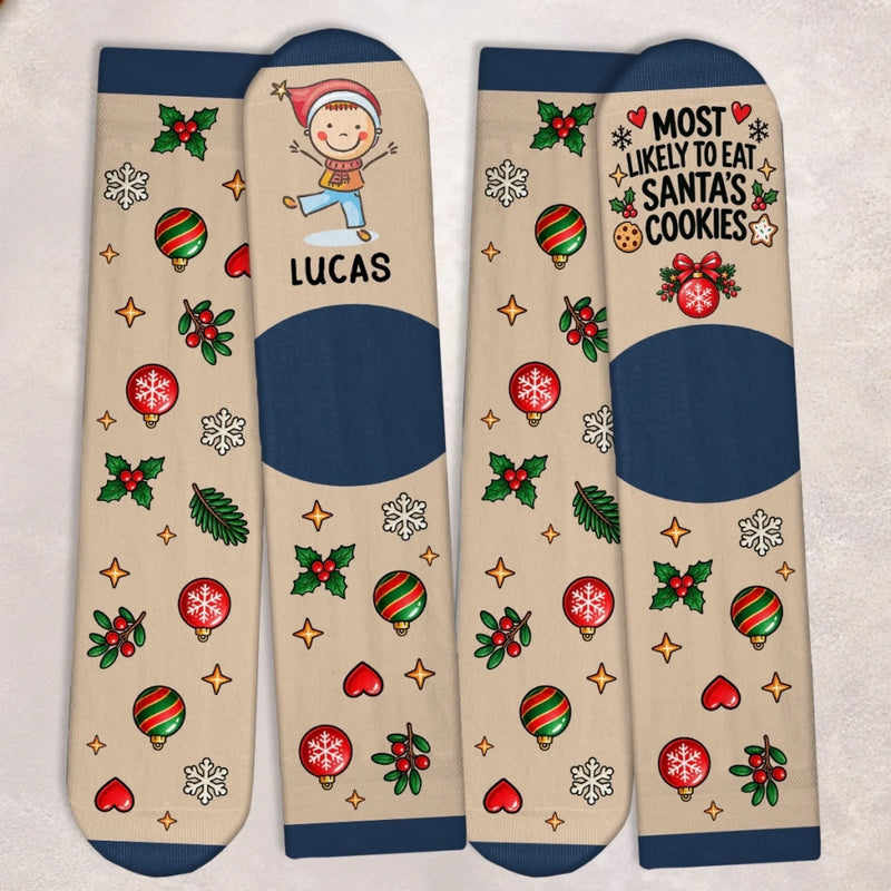Personalized Crew Socks – Christmas Gift For Kids – Most Likely To Meet Santa