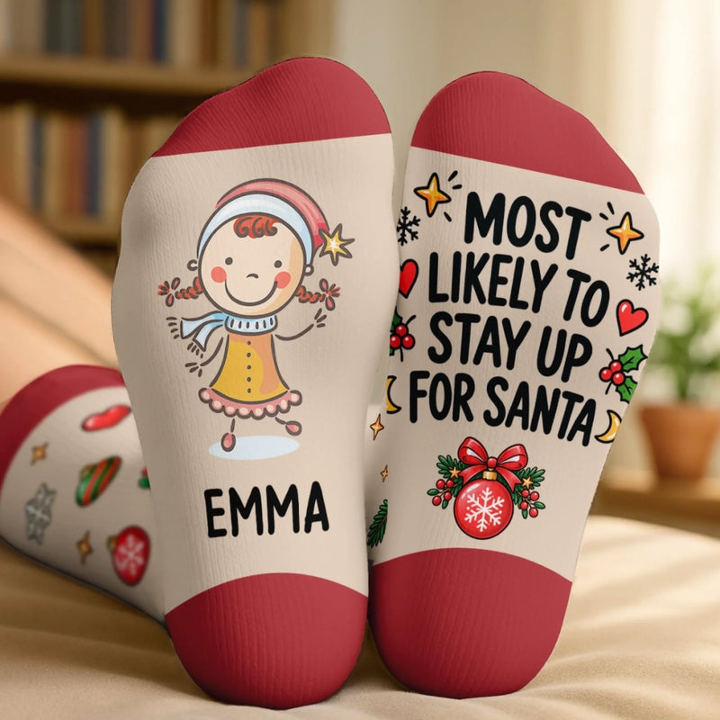 Personalized Crew Socks – Christmas Gift For Kids – Most Likely To Meet Santa
