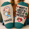 Personalized Crew Socks – Christmas Gift For Kids – Most Likely To Meet Santa