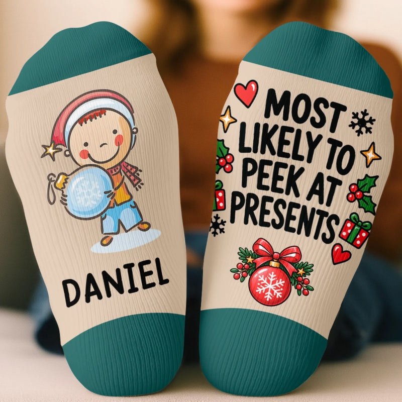 Personalized Crew Socks – Christmas Gift For Kids – Most Likely To Meet Santa