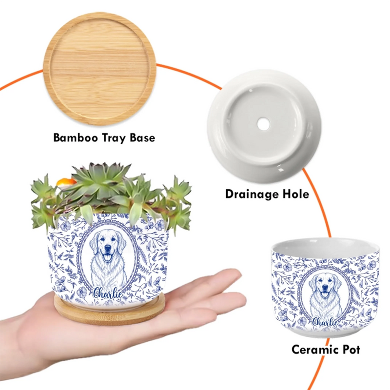 Personalized Photo Ceramic Plant Pot - Sympathy Gift For Pet Lovers - My Cozy Paws