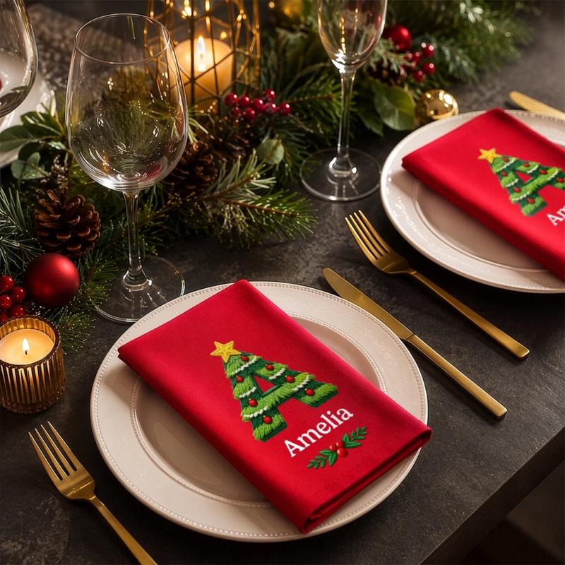 Personalized Cotton Napkin - Christmas Gift For Family - Family Dinner Tradition