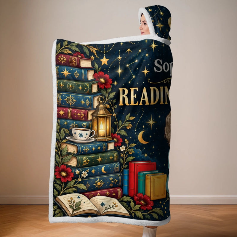 Personalized Snuggle Blanket, Hoodie Blanket - Gift For Book Lovers - Wrapped Up In Stories