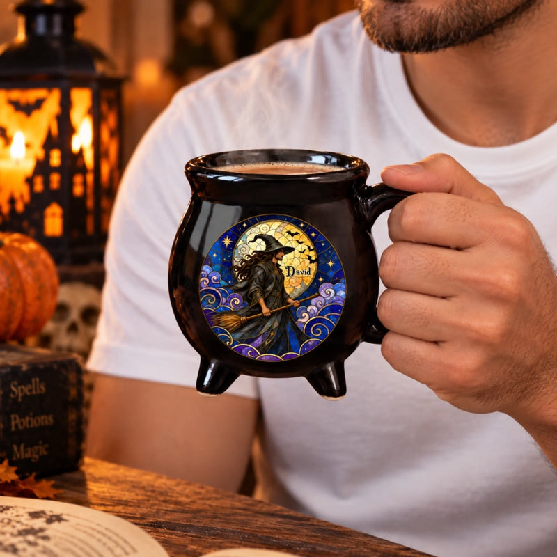 Personalized Cauldron Coffee Mug - Halloween Witchy Gift For Him, Best Friend - Hidden Magic
