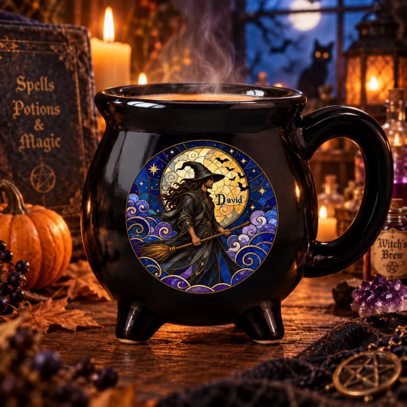 Personalized Cauldron Coffee Mug - Halloween Witchy Gift For Him, Best Friend - Hidden Magic