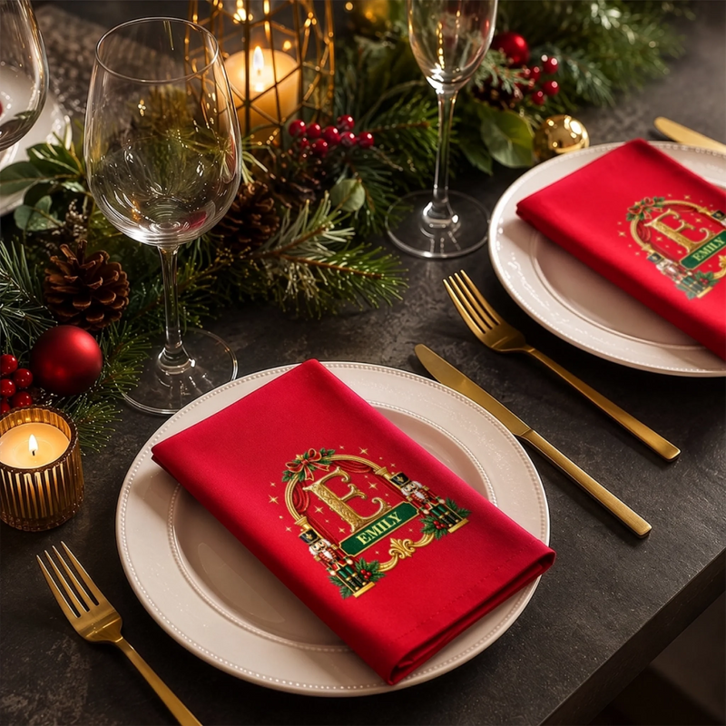 Personalized Cotton Napkin - Christmas Gift For Family - Eat Drink Stay Merry