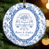 Personalized First Christmas Married Ceramic Ornament – Anniversary Gift For Couple, Newlyweds – Two Hearts One Journey