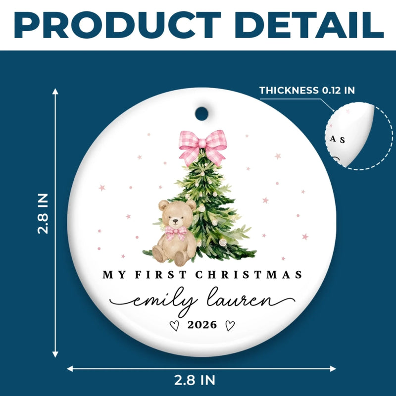 Personalized Baby's First Christmas Ceramic Ornament – Gift For New Parents, Baby – Little Bear Big Joy