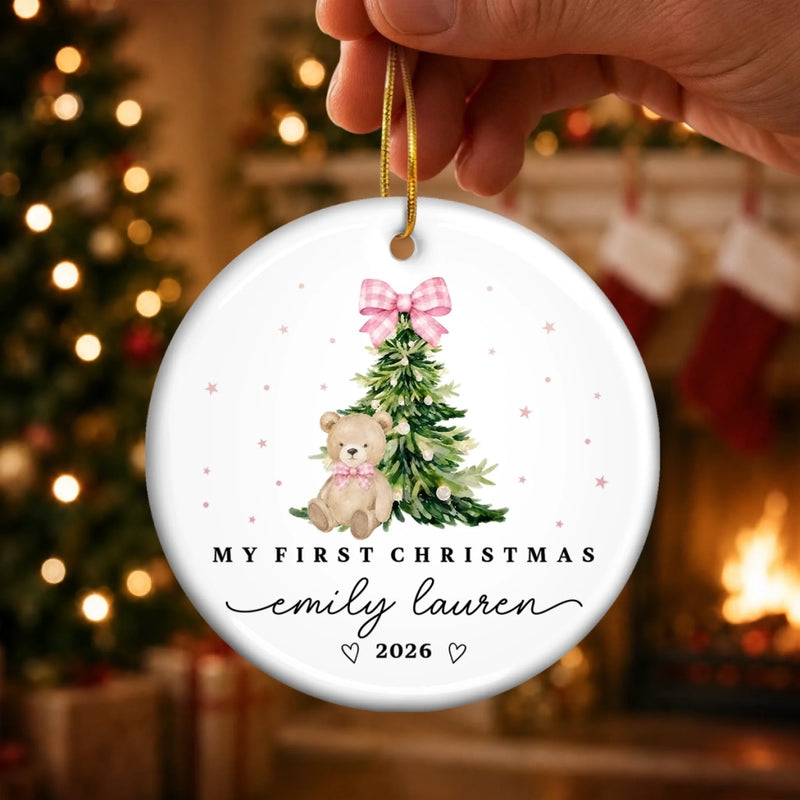 Personalized Baby's First Christmas Ceramic Ornament – Gift For New Parents, Baby – Little Bear Big Joy