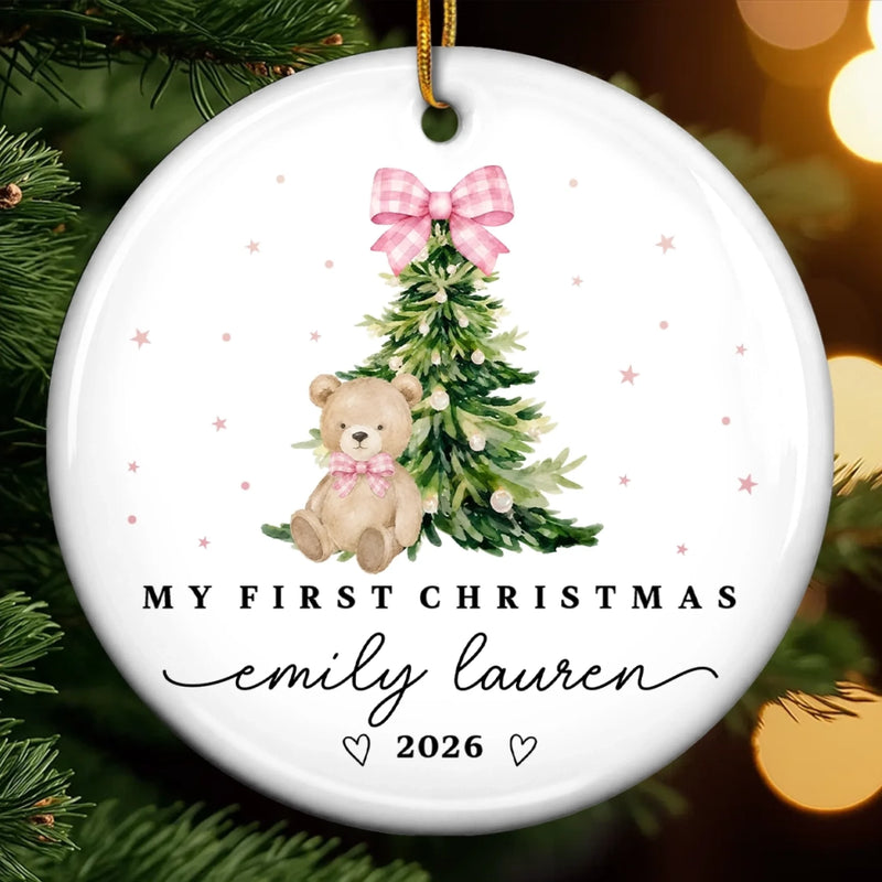 Personalized Baby's First Christmas Ceramic Ornament – Gift For New Parents, Baby – Little Bear Big Joy