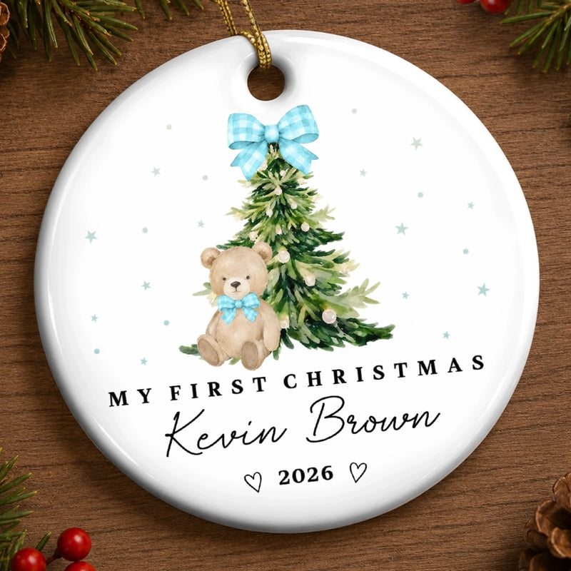 Personalized Baby's First Christmas Ceramic Ornament – Gift For New Parents, Baby – Little Bear Big Joy
