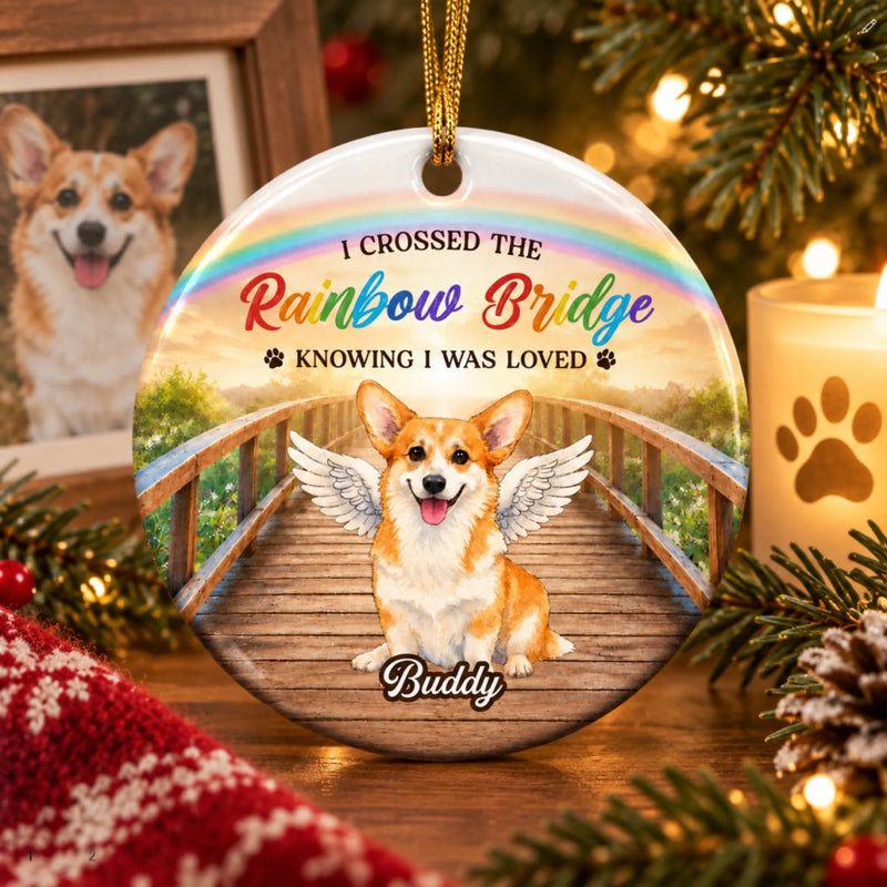 Personalized Photo Ceramic Ornament – Christmas, Sympathy Gift For Pet Lovers – Loved Forever