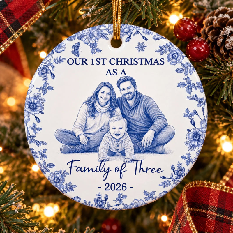 Personalized First Christmas Ceramic Ornament - Gift For Family, Mom, Dad - Our Big Joy