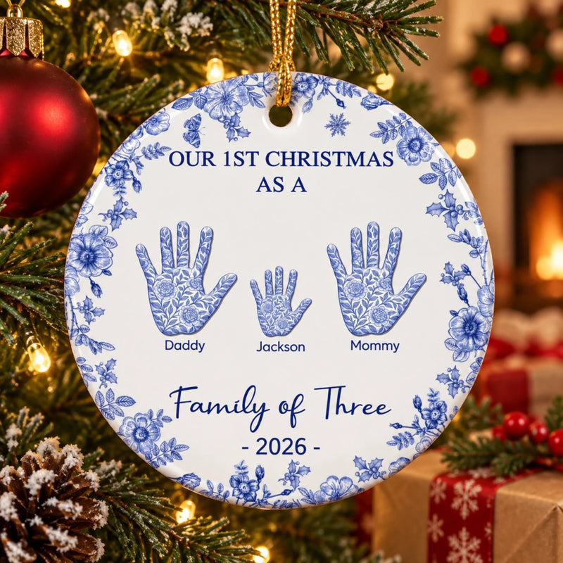 Personalized First Christmas Ceramic Ornament - Gift For Family - Our Sweetest First Christmas