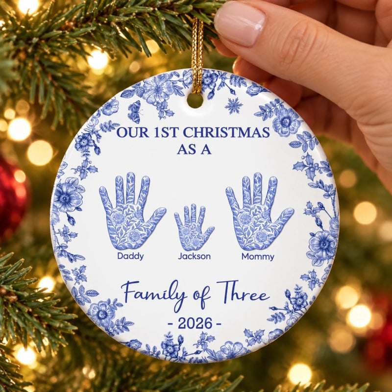 Personalized First Christmas Ceramic Ornament - Gift For Family - Our Sweetest First Christmas