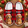 Personalized Photo Fluffy Slippers - Christmas Gift For Pet Lovers - Festive Paws, Happy Hearts