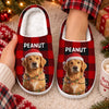 Personalized Photo Fluffy Slippers - Christmas Gift For Pet Lovers - Festive Paws, Happy Hearts