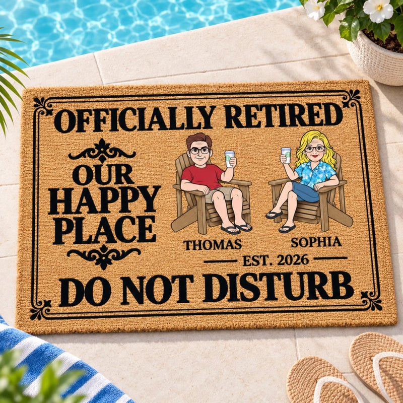 Personalized Home Decor Decorative Mat – Anniversary Gift For Couple, Family – Officially Retired And Unbothered