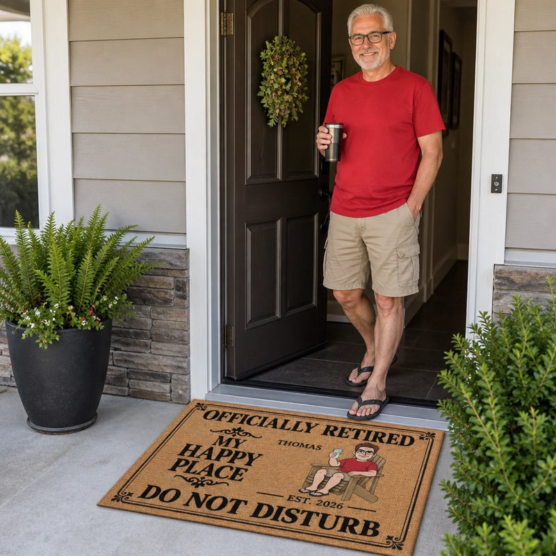 Personalized Home Decor Decorative Mat – Anniversary Gift For Couple, Family – Officially Retired And Unbothered