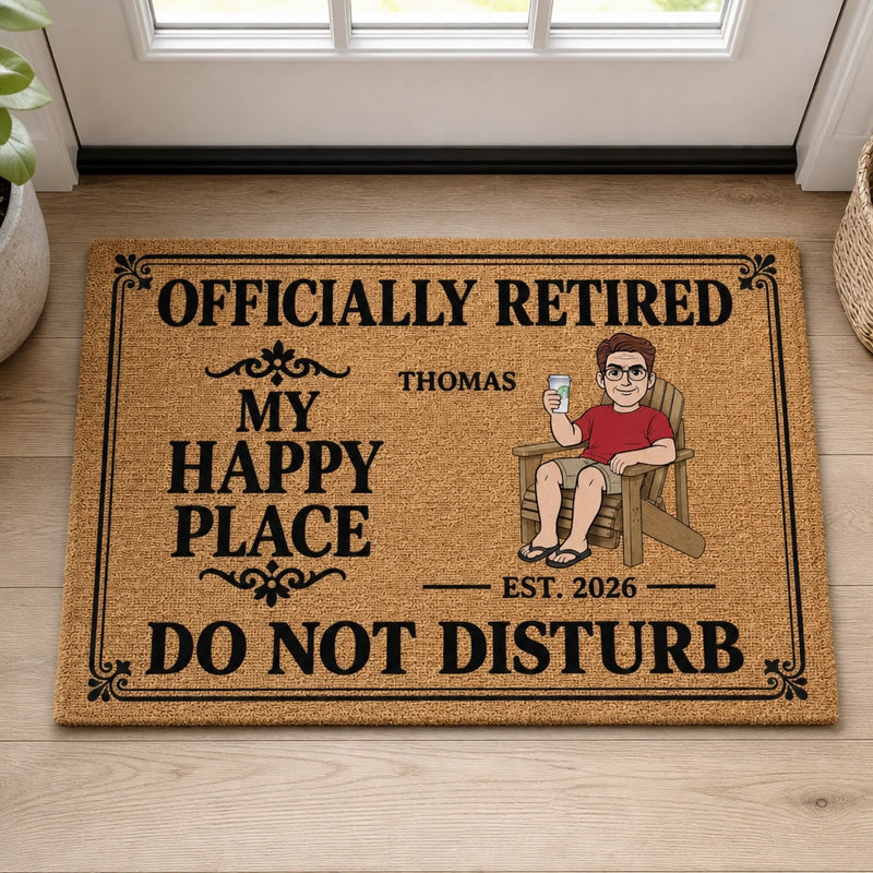 Personalized Home Decor Decorative Mat – Anniversary Gift For Couple, Family – Officially Retired And Unbothered