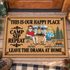 Personalized Home Decor Decorative Mat – Anniversary Gift For Couple, Camping Lovers – Camp Sip Repeat Together