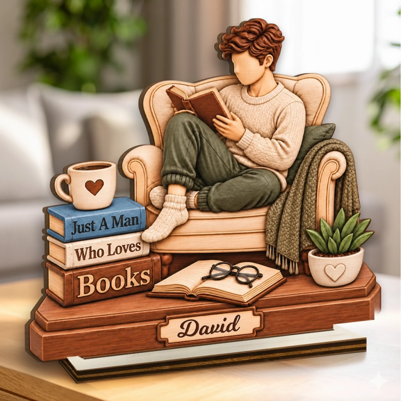 Personalized 2-Layered Wooden Plaque - Gift For Book Lovers - Booked All Day