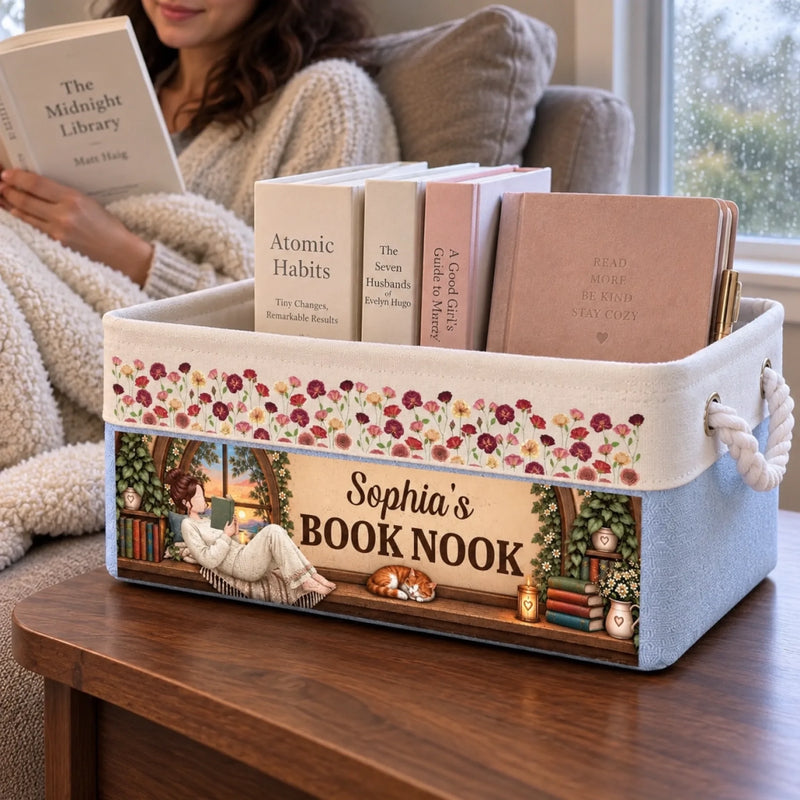 Personalized Storage Basket - Christmas Gift For Book Lovers - My Reading Corner