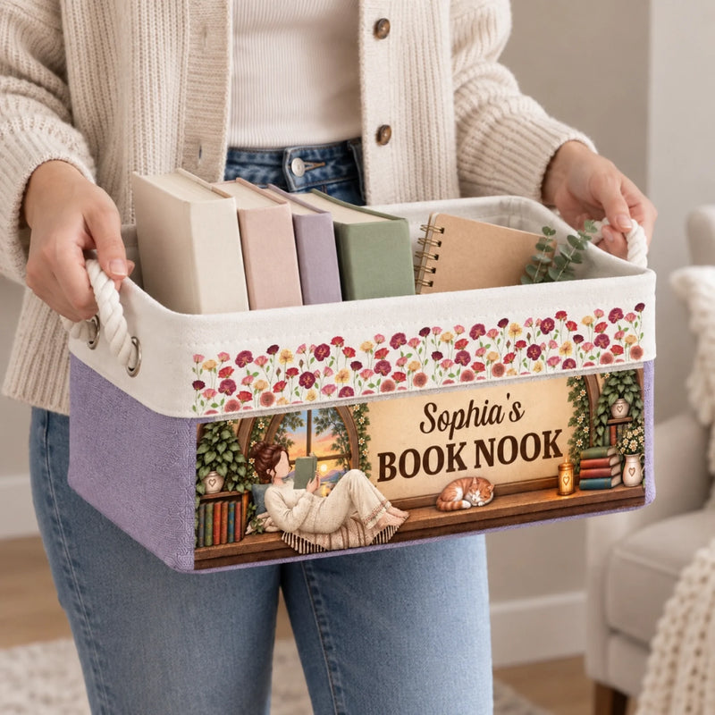 Personalized Storage Basket - Christmas Gift For Book Lovers - My Reading Corner