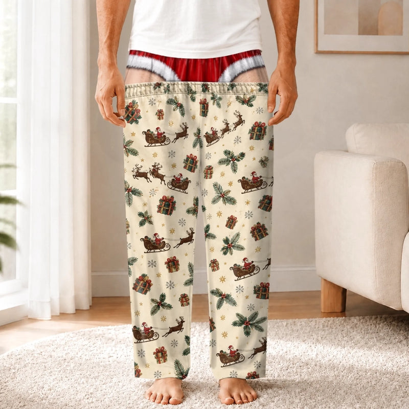 Personalized Pajama Pants - Christmas, Funny Gift For Men, Husband, Dad - Naughty Looks Good On Us