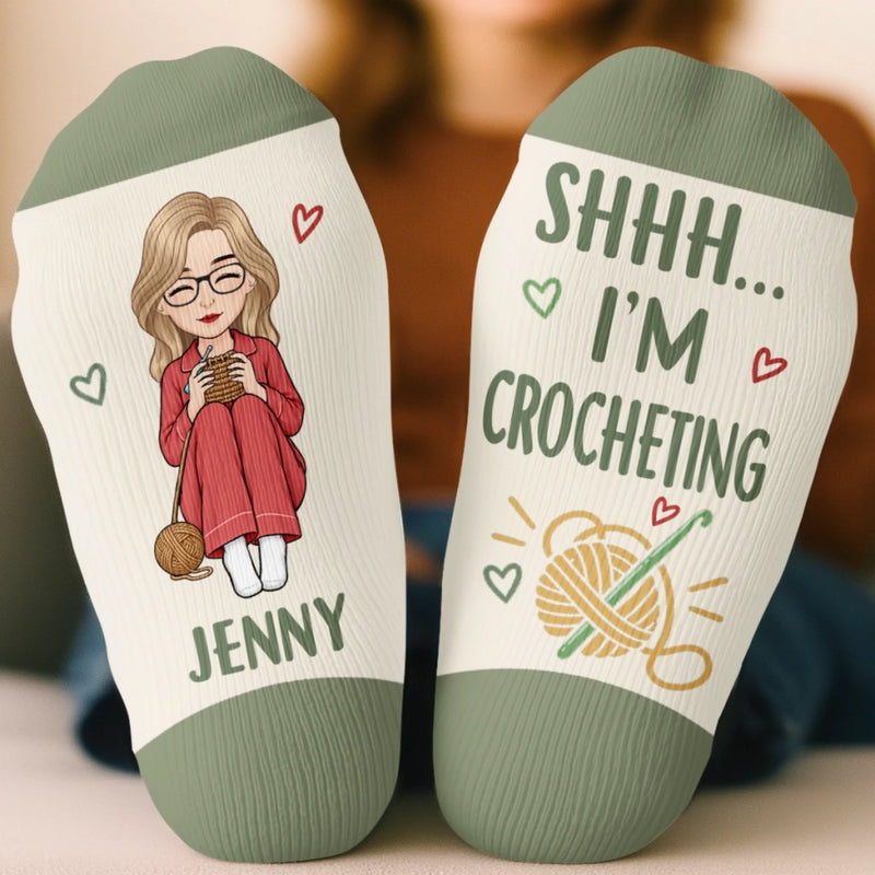Personalized Crew Socks - Crochet, Knitting Gift For Craft Lovers - Hooked On Crochet