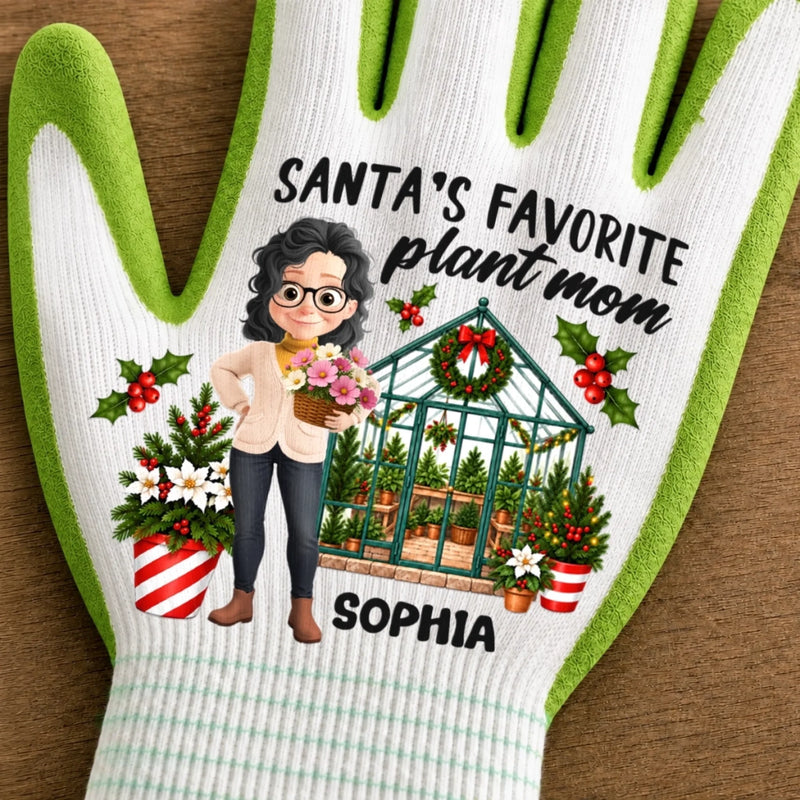 Personalized Coated Grip Gardening Gloves – Christmas Gift For Garden Lovers, Plant Lovers, Gardeners – Santa's Favorite Plant