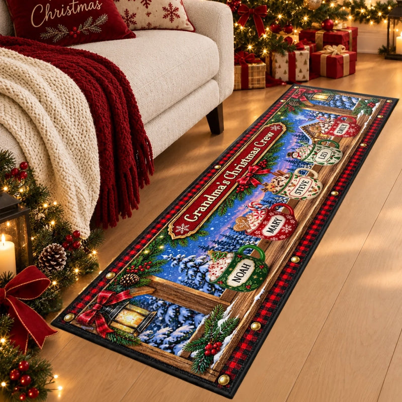 Personalized Runner Rug - Christmas Gift For Grandma, Grandpa, Family - Merry Little Crew