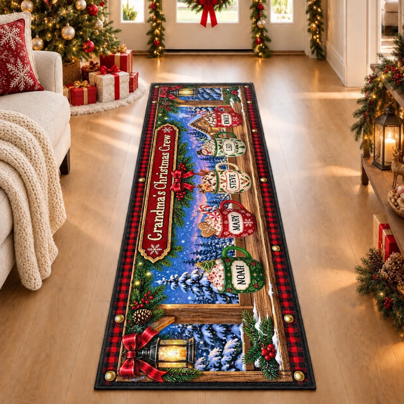 Personalized Runner Rug - Christmas Gift For Grandma, Grandpa, Family - Merry Little Crew
