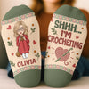 Personalized Crew Socks - Crochet, Knitting Gift For Craft Lovers - Sorry I'm Knitting
